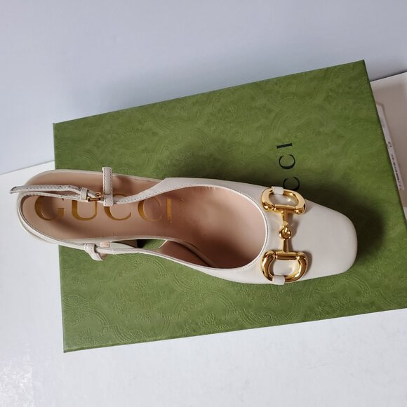 NIB Gucci Platform horsebit ivory leather Pumps - IT 38.5/ US 8.5 - Picture 5 of 7